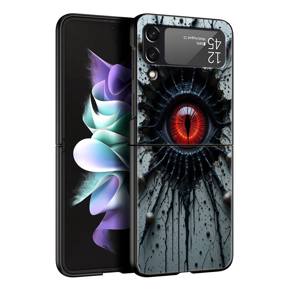 Жуткий Страшный Красный Глаз Жесткий ПК Чехол для Телефона Для Samsung Galaxy Z Flip 7 6 5 4 Черная Крышка Для Galaxy Z Flip 3 Складной Корпус Fundas