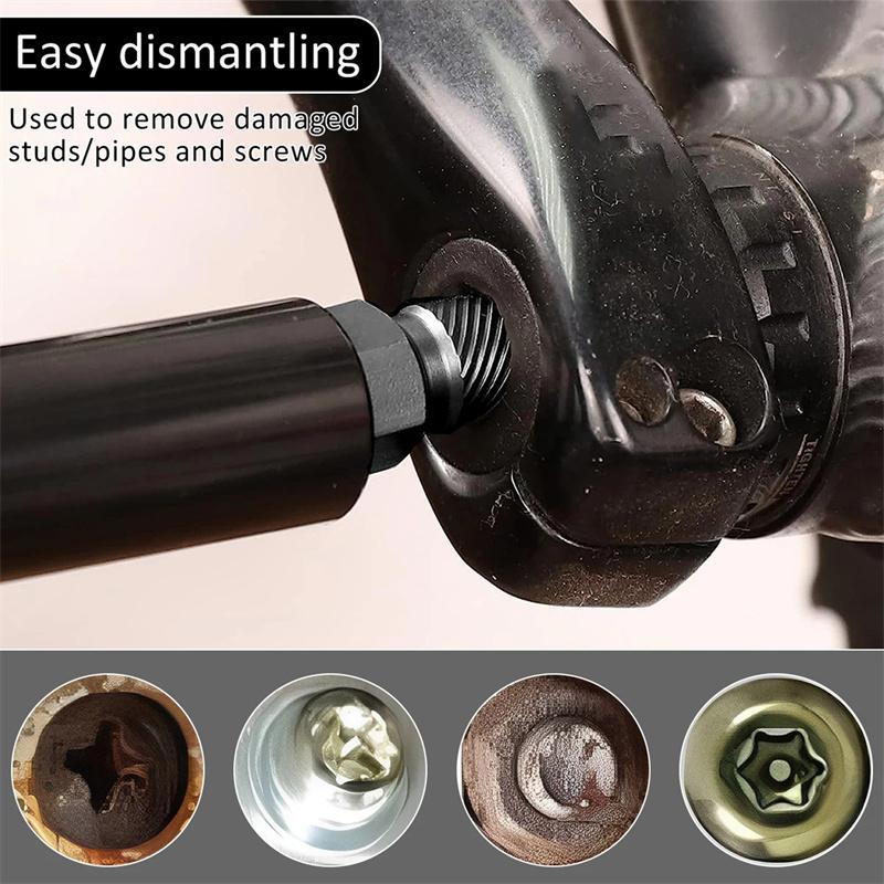 10Pcs Screw and Bolt Extractor Drill Bit Set Steel Multi-Spline Damaged Screw Extractor Broken Bolt Stud Remover Tools