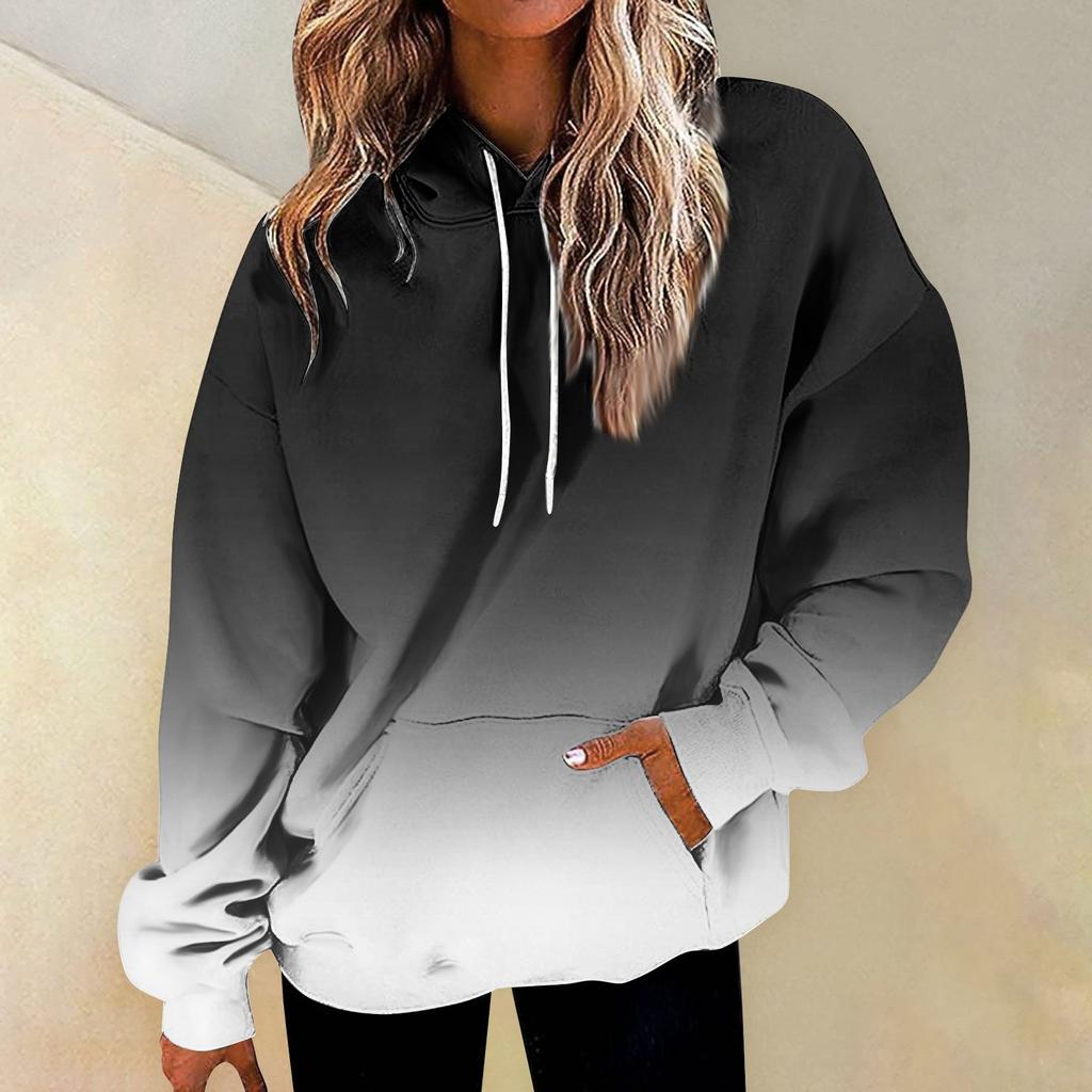 Women's Fashion Daily Versatile Casual Crewneck Sweatshirts Graphic Daily Long Sleeve Gradient Patchwork Printed Top Sweatshirts