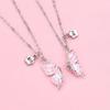 2 Pcs Hot Selling Butterfly Necklace Fashion BFF Friend Necklace Set Exquisite Alloy Magnet Necklace Jewelry Personalized Gift