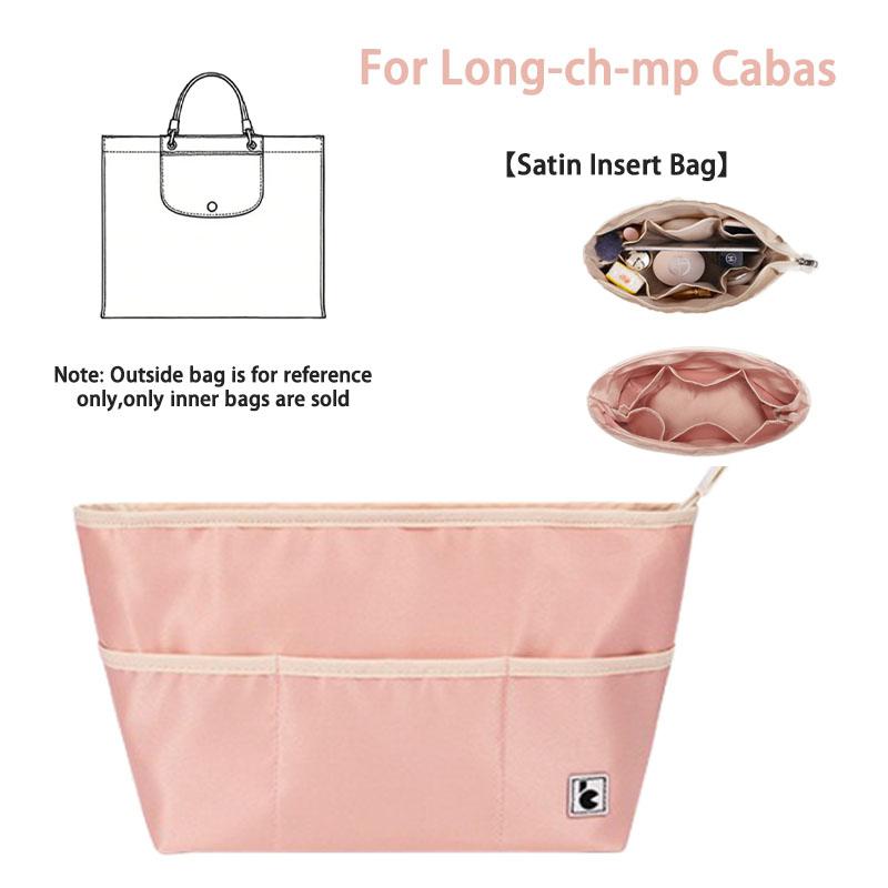 EverToner Satin Inner Bag Storage Organizer Insert Smooth Fabric Purse Make Up Bags Fit for Long-ch-mp Cabas Bag