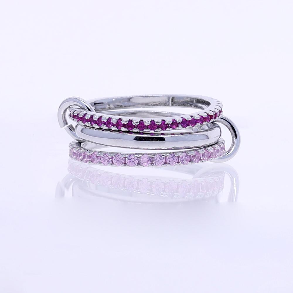 Stacking Engagement Bands Ring Two Color Fingers Chain Shape Variable Hip Hop Ring Trendy Accessories for Women Men