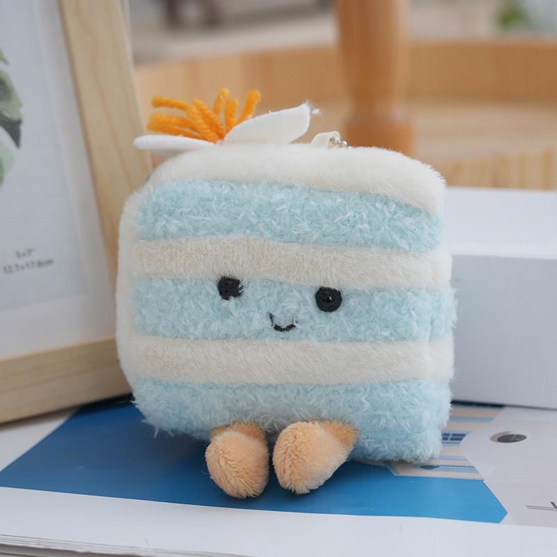 Adorable Plush Triangle Cake Keychain Soft Toy Cute Dessert Pendant For Girls