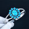 Beautiful Turquoise Gemstone Handmade Cuff Bangle 925 Sterling Silver Cuff Bangle, Turquoise Flower Shape Bracelet For Wife, Unisex Bangle, Love Gift