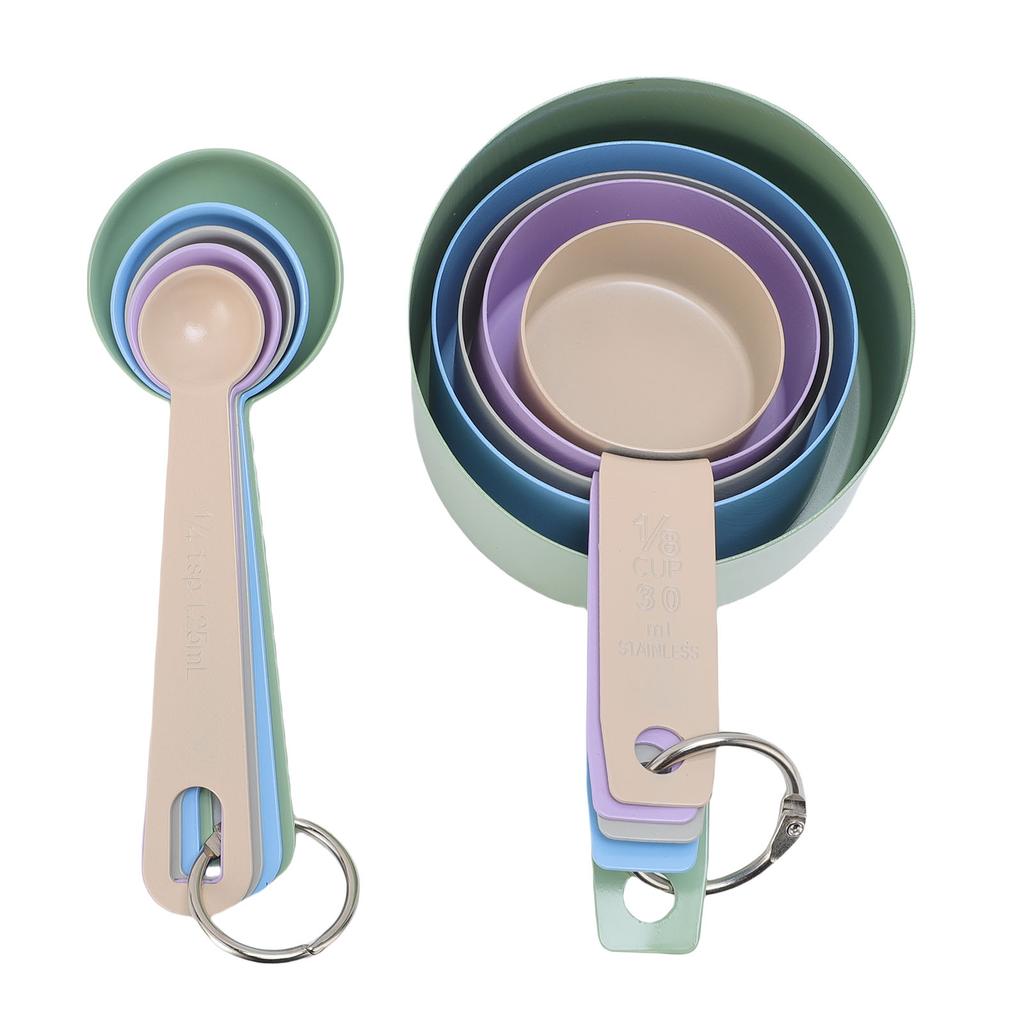 Stainless Steel Spray Paint Colorful Measuring Cups Spoons Set Multiple Sizes Stackable Kitchen