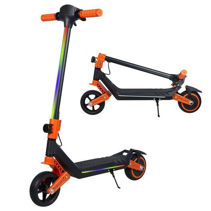 U8 children's electric scooter - 130W 24V 2.6Ah - 10 km autonomy - 3 speeds - Multicolored LED lights - LED screen - Orange