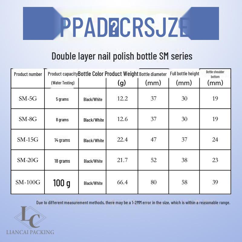 Двухслойный светостойкий черный лак для ногтей и пробный набор кремов (5г/8г/15г/20г)