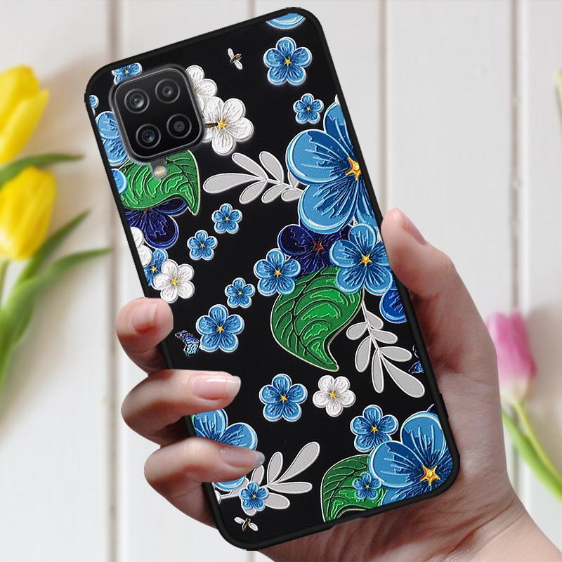 3D рельефный чехол с цветами для Samsung M32, милый рельефный чехол для Samsung Galaxy A22 4G 5G A 22 M12, чехол для телефона Galaxy M32 A12