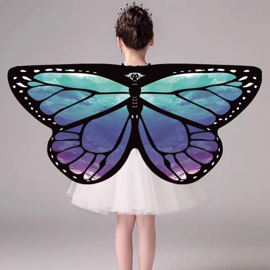 Halloween Cape Realistic Looking Vibrant Color Breathable Ultra-Light Easy-wearing Dress Up Chiffon Halloween Butterfly Wings Toddler Cosplay Costume