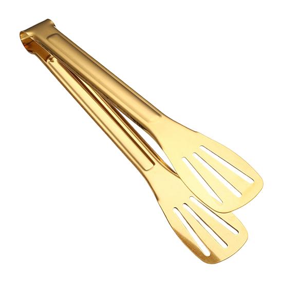 Stainless Steel Food Tongs Heat-Resistant Serving Tongs for BBQ Buffet Non-Slip Handle Food Clamp with Oil-Draining Holes