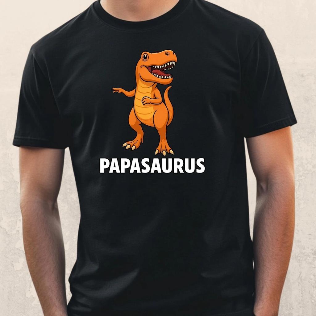 T-Shirt Herren Dino Papasaurus Lustig Vatertag Motiv Baumwolle Größe S bis 5XL