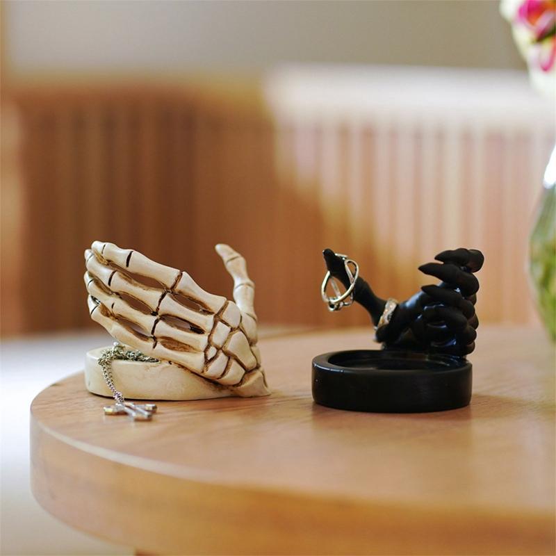 Подсвечник в виде руки скелета, готическая статуэтка скелета для домашнего декора на Хэллоуин, уникальные фигурки черепа из смолы, украшения