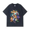 Стиранные футболки 275 г/м² 100% Хлопок Печать Pokemon V20 Унисекс Тяжелая хлопковая футболка