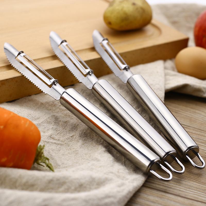 Stainless Steel Cucumber Peeler Double-Edged Food Peeler Hangable Kitchen Gadget Manual Fruit Peeling Tool Multi-Function Planer