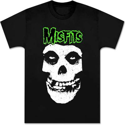 Футболка Misfits Ретро Панк-рок группа Унисекс Посадка Мужская Новинка Зеленый Графический Принт Мягкий Хлопок Футболка Винтаж Молодежный Черный