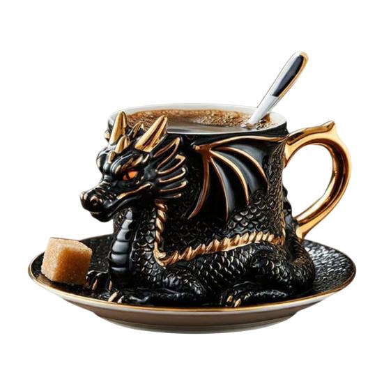 Кофейная кружка в форме дракона, сделанная вручную из смолы, коллекционная, мифическое существо в стиле дракона, декор для кухни