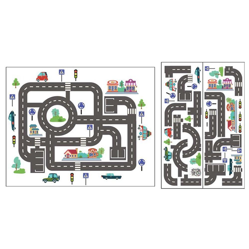 Educational Toy Self-adhesive Car Road Games Traffic Map Stickers Parking Lot Signs Cartoon Pattern