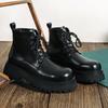 Черные ботинки Мартина на платформе мужские весна и осень 2025 новые британский стиль французский интернет-знаменитость популярные короткие ботинки 70044-M