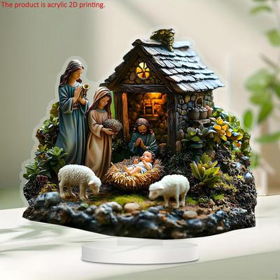 Украшение в виде вертепа с основанием 2D Craft Home Decoration Легкий центральный элемент стола