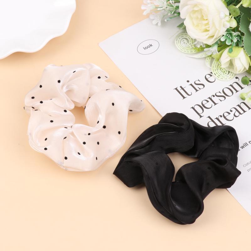Women Oversized Scrunchies  Dot Point Mesh Hair Rope Large Fabric Elastic Hair Band Ponytail Holder Headwear