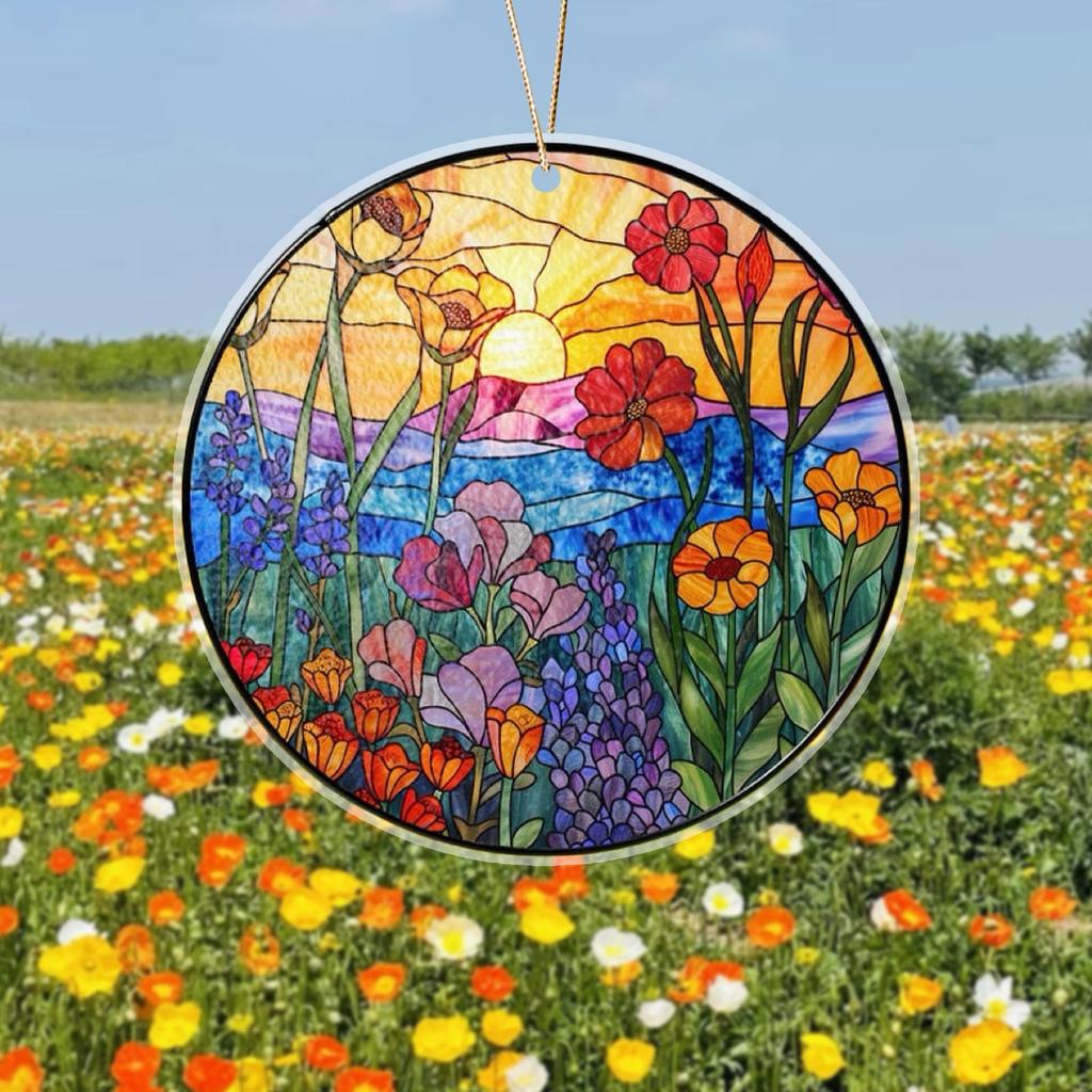 Пляжный закат Suncatcher Орнамент Акриловое украшение для окна, креативное освещение Craft Подвесной домашний декор Подвесной