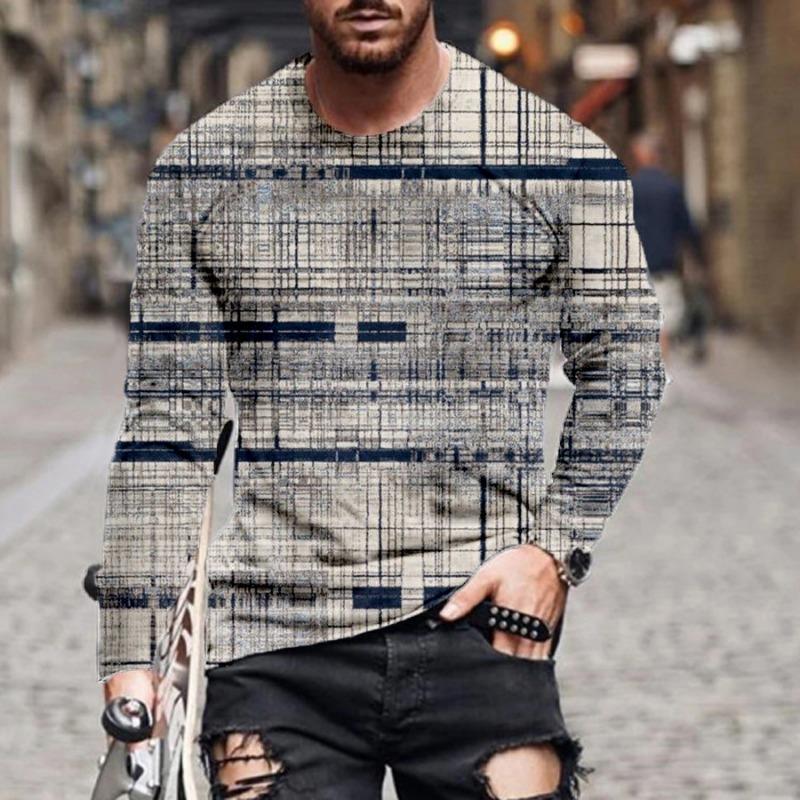 Мужская футболка с длинным рукавом на весну и осень, мужская свободная толстовка с круглым вырезом, 3D-принт, топ с длинным рукавом