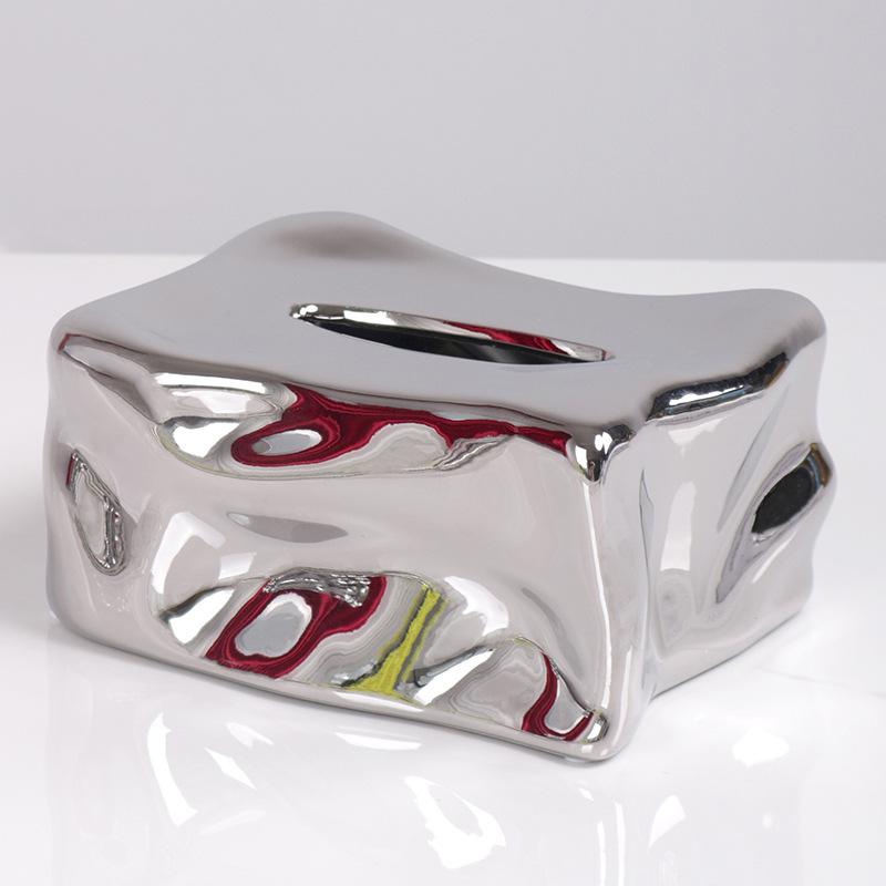 Modern Minimalist Light Luxury Multi-color Resin Ice Cube Mirror Tissue Box Makeup Mirror Desktop Decoration Geometric Soft Furnishings