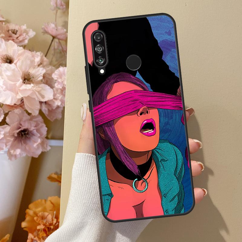 Sexy Lady Red Lips Girls For Huawei Nova 12i 8i 11i 12s 9 10 SE Y60 Y70 Y90 Y72 Y73 Y61 Y91 P60 Pro P30 P40 Lite Case