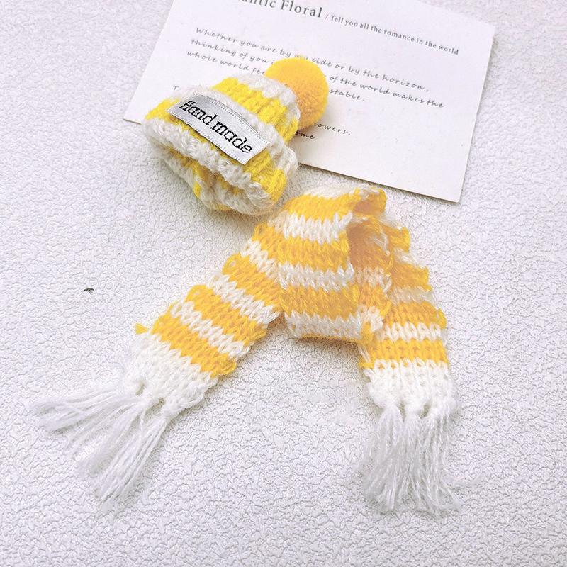 1 комплект кукольных мини-рождественских шапок, шарфов, вязаных шапок, шапок с помпоном для кукольного домика, рождественских украшений для кукол, аксессуаров для кукол