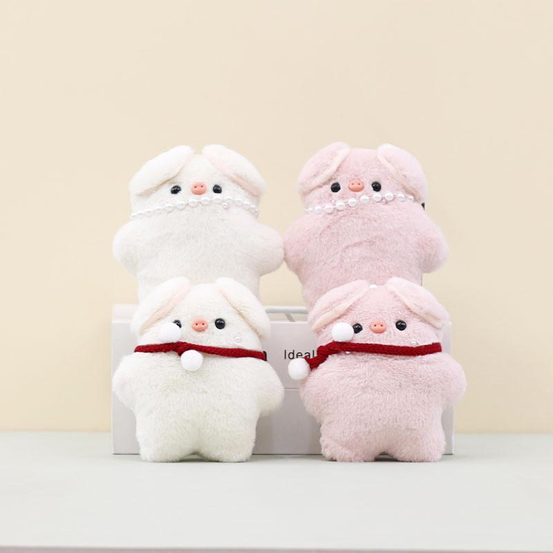 Adorable Plush Pig Keychain With Cute Scarf Soft Stuffed Animal Doll For Gifts