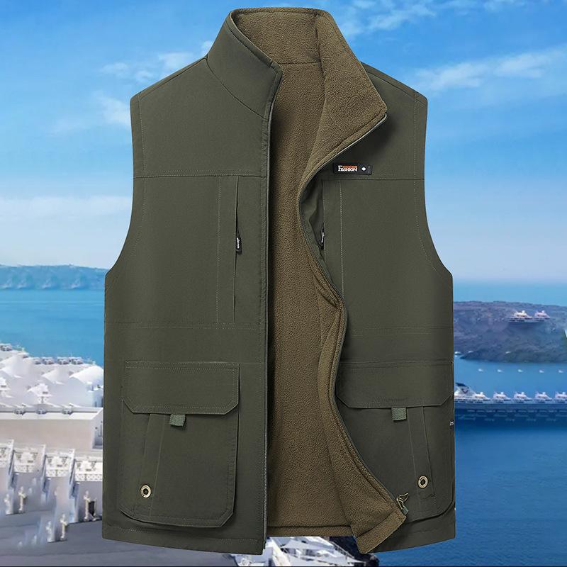 Мужской зимний жилет Plus Velvet Multi-Pocket Vest - Outdoor Fishing & Workwear