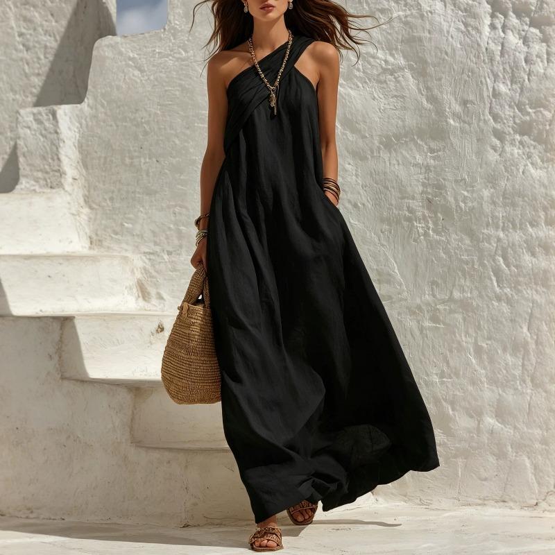 BFCCQB Women's Fashion Sleeveless Summer Spring Solid Color Print Casual Dresses