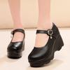 Женская обувь из натуральной кожи, повседневная обувь на танкетке, с круглым носком и неглубоким вырезом, удобная женская обувь, женская обувь на платформе и высоком каблуке 32-42