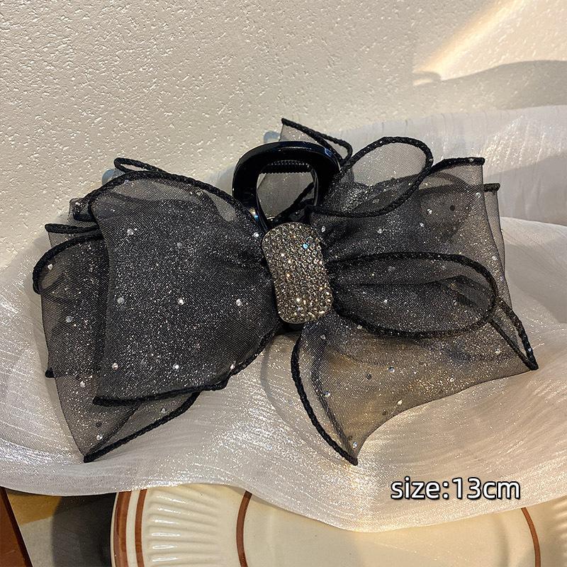 Элегантная заколка для волос с бантом и стразами, двухсторонняя заколка в виде акулы, корейские аксессуары для волос принцессы для женщин