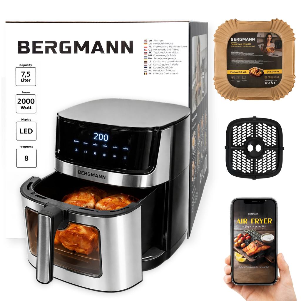 Безмасляная фритюрница BERGMANN YO 1 камера 7,5л 2000Вт N