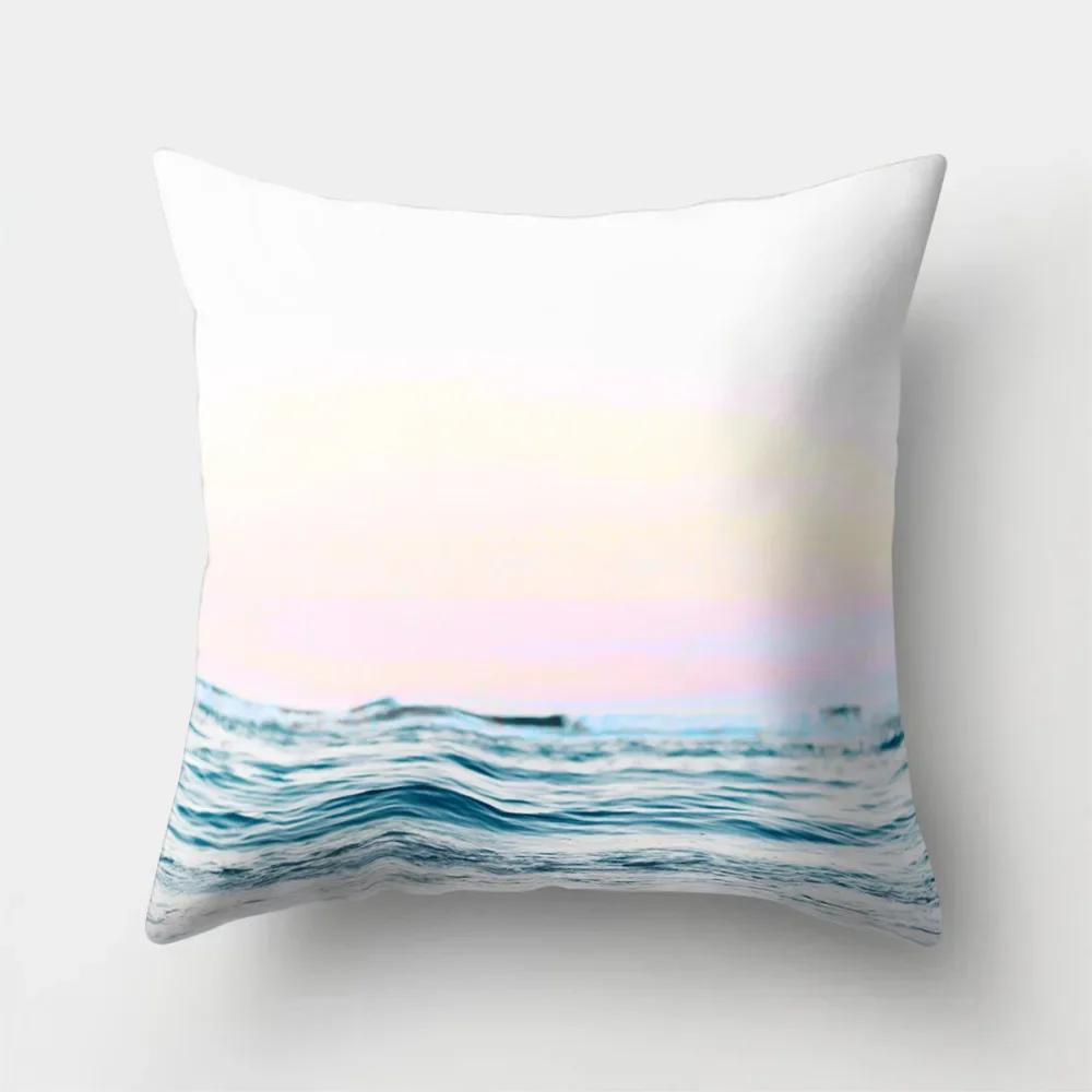 Sea Waves Beach Pillowcase Office Cushion Creative Home Car Sofa  Lumbar Cushion Cover Sea View Decor Pillow case 45x45cm