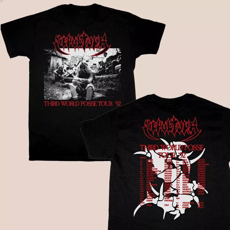 Новая унисекс футболка SEPULTURA THIRD WORLD POSSE TOUR 1992 Двусторонняя унисекс футболка