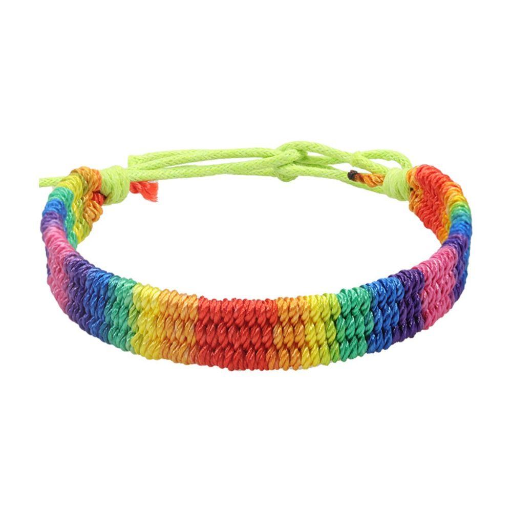 Classic Rainbow Braided String Bracelet Adjustable Bohemian Rope Woven Hand Chain Women