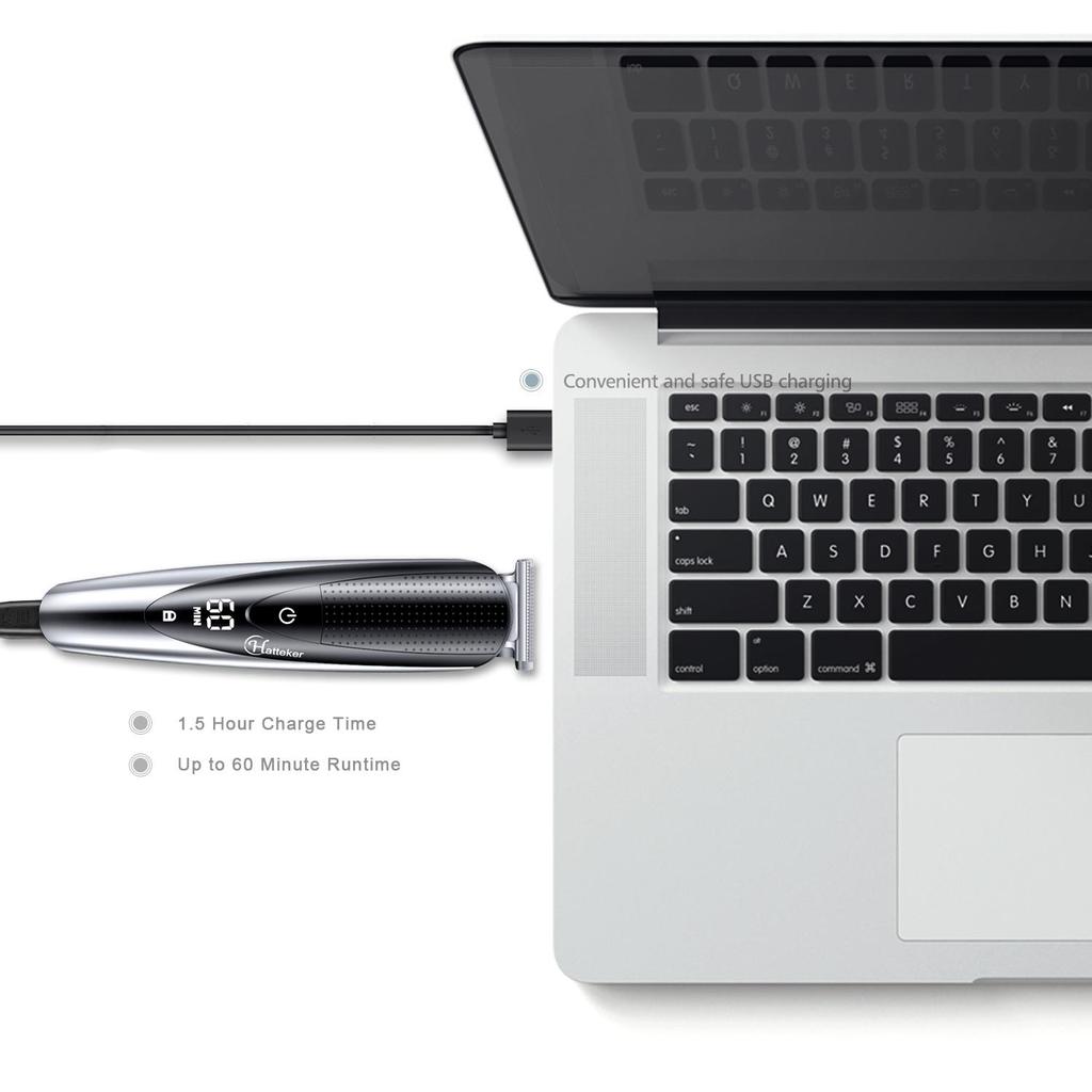 Hatteker Мужская машинка для стрижки волос Электрический триммер для бороды 5 в 1 Профессиональная машинка для стрижки волос Беспроводной набор для ухода KTY