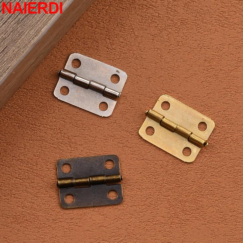 NAIERDI 30PCS Mini Antique Hinges Vintage Bronze/Gold/Silver Cabinet Door Hinge for Wooden Box Jewelry Case Furniture Hardware