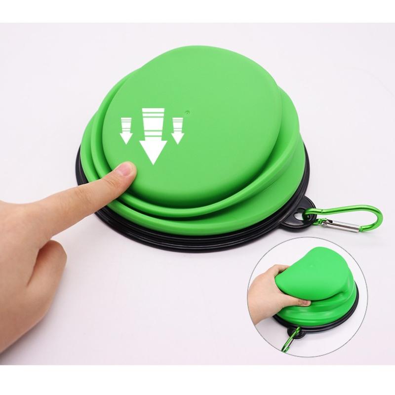 Collapsible Pet Silicone Dog Food Water Bowl Outdoor Camping Travel Portable Supplies Dishes with Carabiner Pet Supplies Cat and Dog Universal Basin