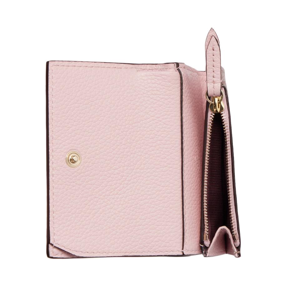 Gucci GG Marmont Leather & Canvas Bi-Fold Wallet, Pink with GG Supreme Base, Gold GG Hardware, Women's Mini Wallet for Daily Use 837957-AAFXM-5743