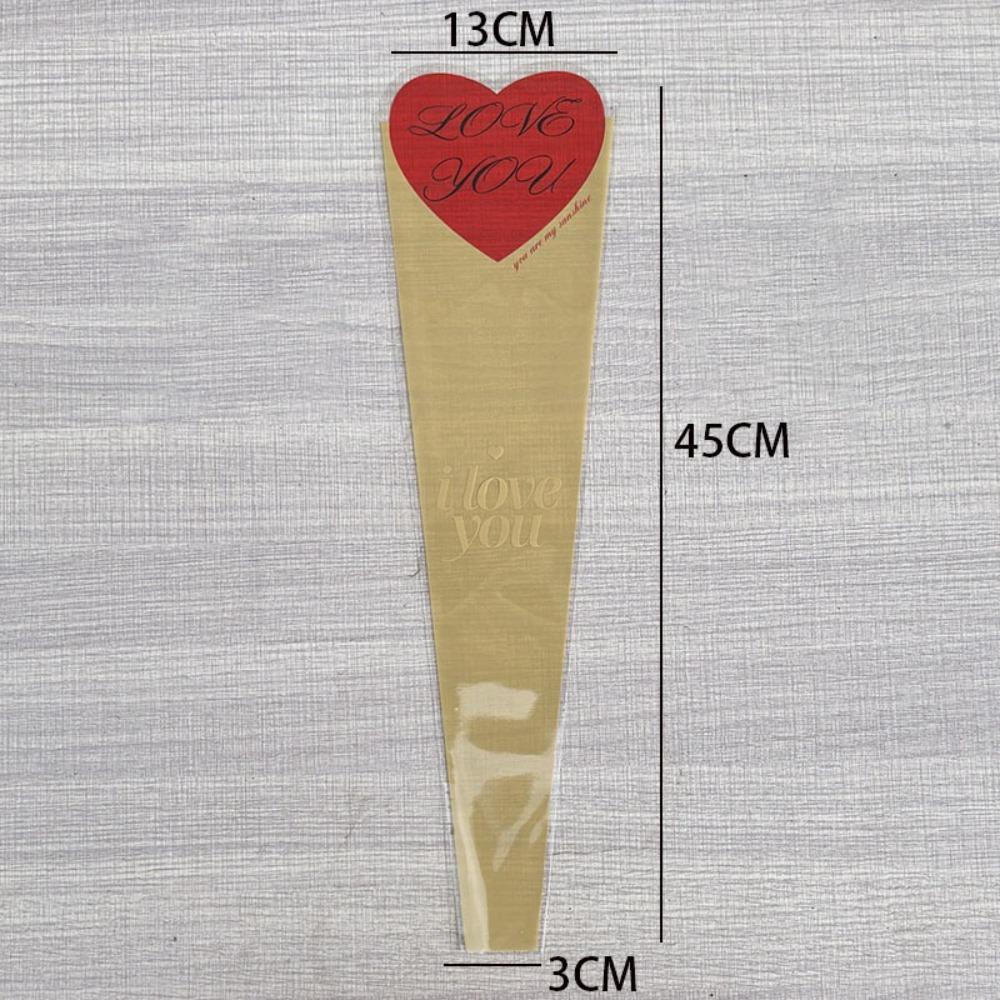 50pcs Single Flower Flower Packaging Bag Heart Shape Rose Packing Sleeve Bag Valentine's Day