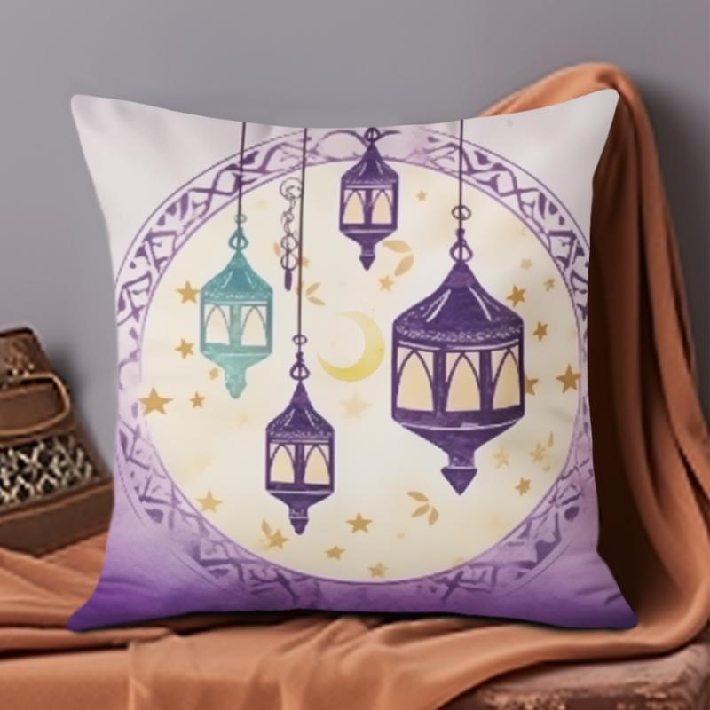 1PC Double Sides Printed Ramadan Themed Throw Pillow Covers (17.7"*17.7") Traditional Home Decor Room Bed Sofa Chair Cushion Covers No Pillow Core