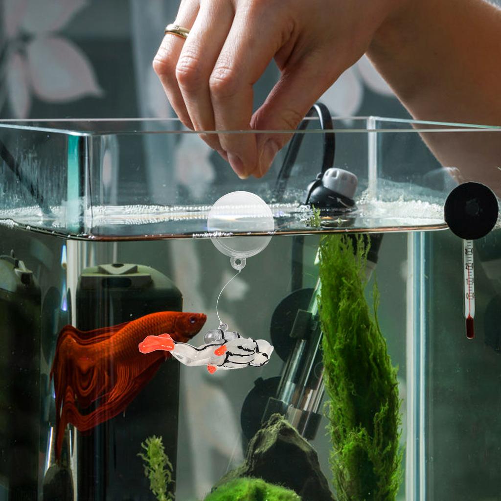 Glow in The Dark Resin Diver Aquarium Decorations Floating Fish Tank Ornaments for Freshwater Saltwater Tanks Safe Non Toxic