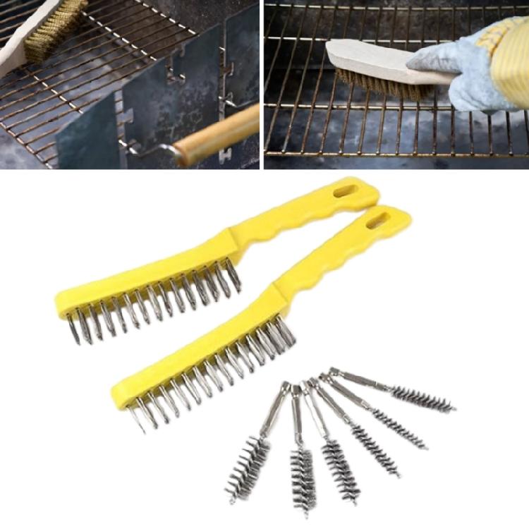 Steel Wire Brush 10Inch Hard Scratch Brushes With Hangable Handles For Workshop Home Use