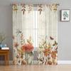 Mushroom Plant Vintage Translucent Curtains for Bedroom Living Room Decoration Window Drape ideal for Kitchen Area Tulle Voile Organza Curtains