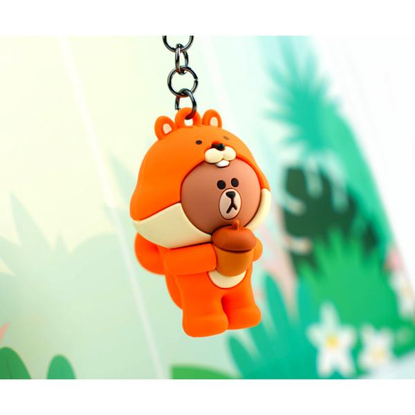 Kakao Line Friends Cute Character Key Ring / Key Ring / Key Holder, 6) Auto Brown