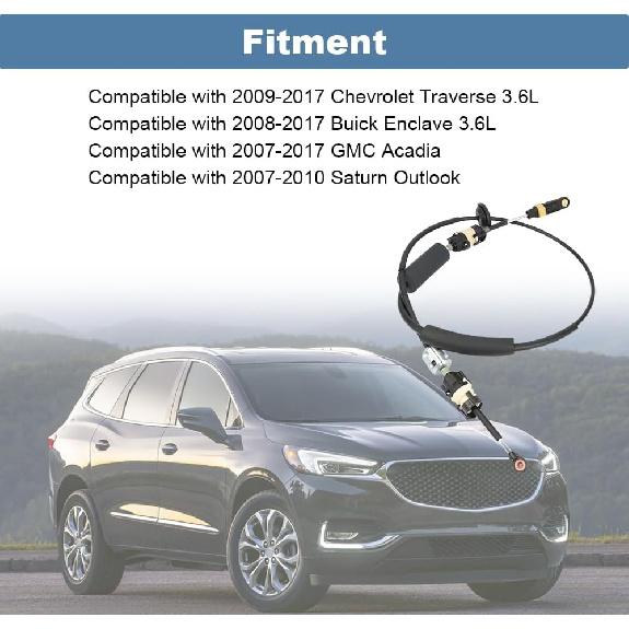 Automatic Transmission Shift Cable Compatible with Chevy Traverse Buick Enclave GMC Acadia Saturn Outlook Replacement for 23256076 20922587 Gearshift