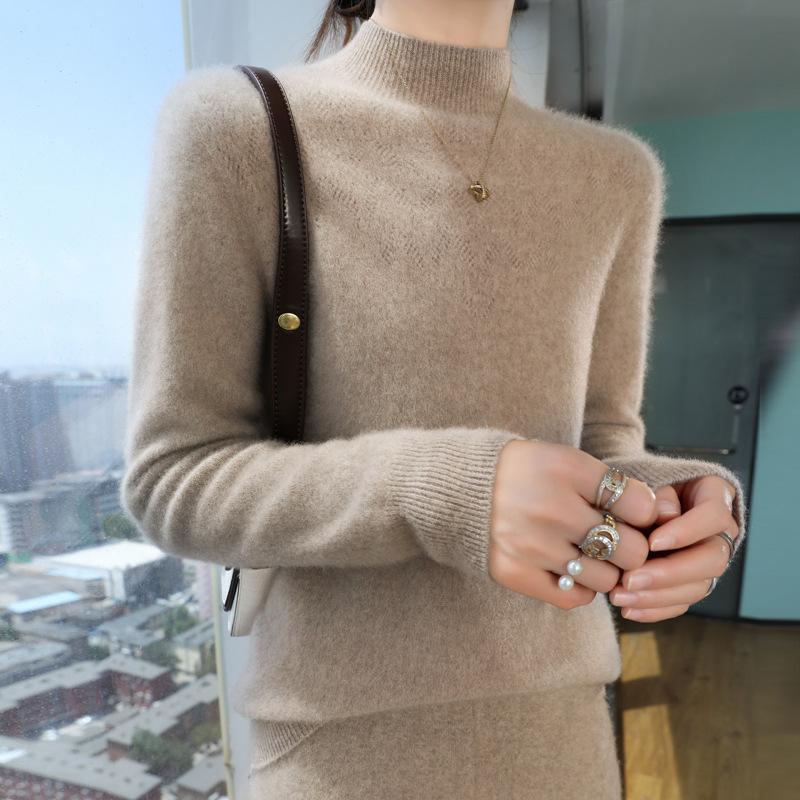 DAFIFY Женская мода повседневная осень-зима однотонный принт длинный рукав полуводолазка свитера